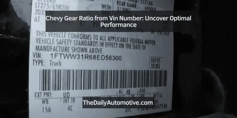 Chevy Gear Ratio from Vin Number