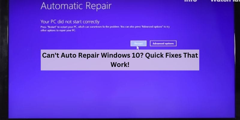 Can't Auto Repair Windows 10