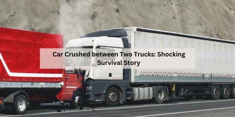 Car Crushed between Two Trucks