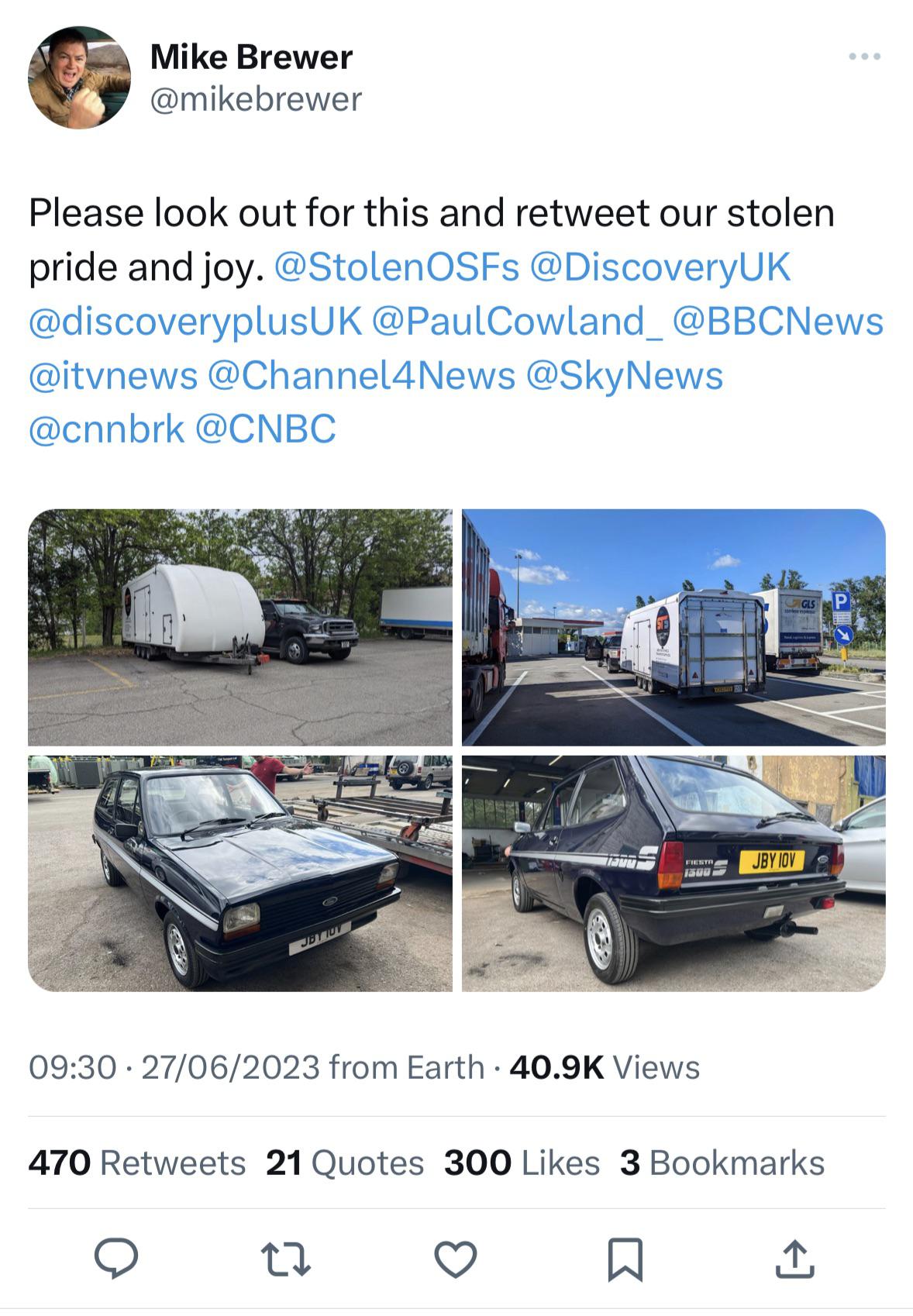 Wheeler Dealers Car Stolen