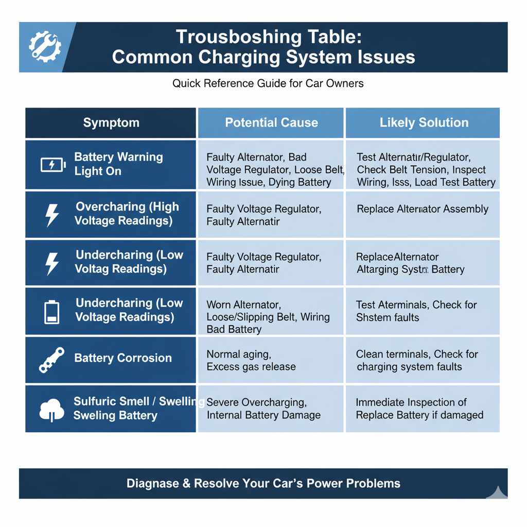 Troubleshooting Table: Common Charging System Issues