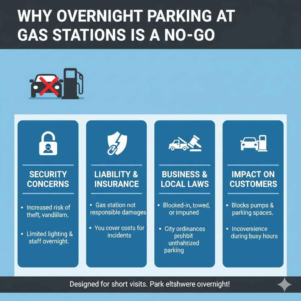 Why Overnight Parking at Gas Stations is Generally a No-Go