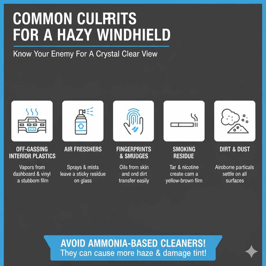 Common Culprits for a Hazy Windshield
