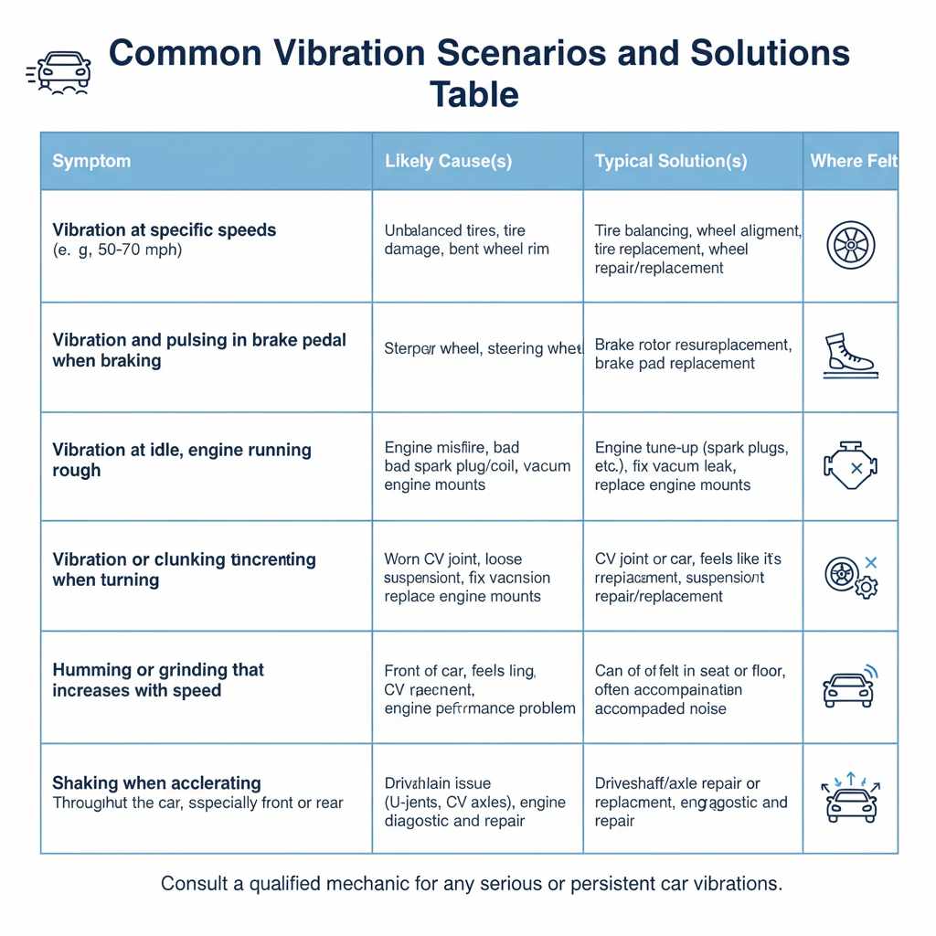 Common Vibration Scenarios and Solutions Table