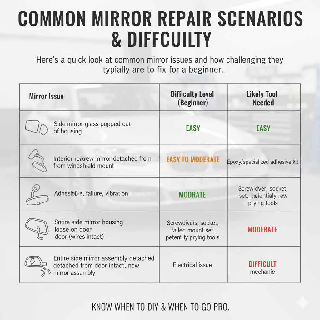 Common Mirror Repair Scenarios & Difficulty